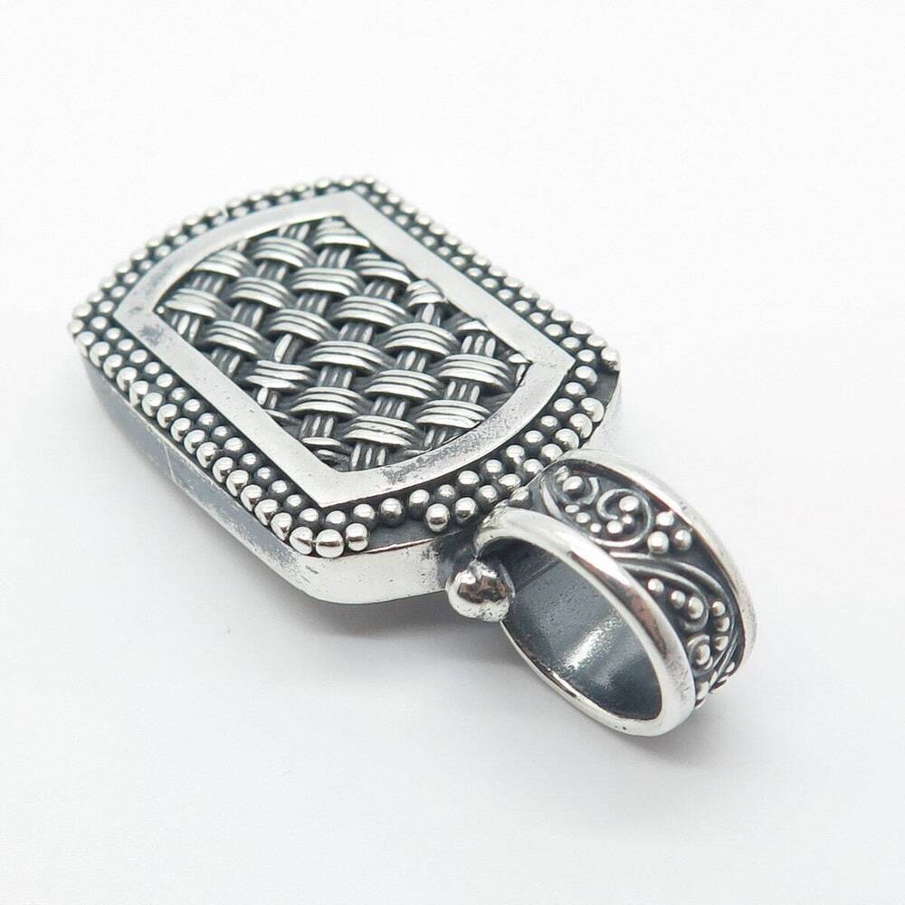 925 Sterling Silver Vintage Suarti Bali Woven Beaded Pendant - Picture 6 of 8